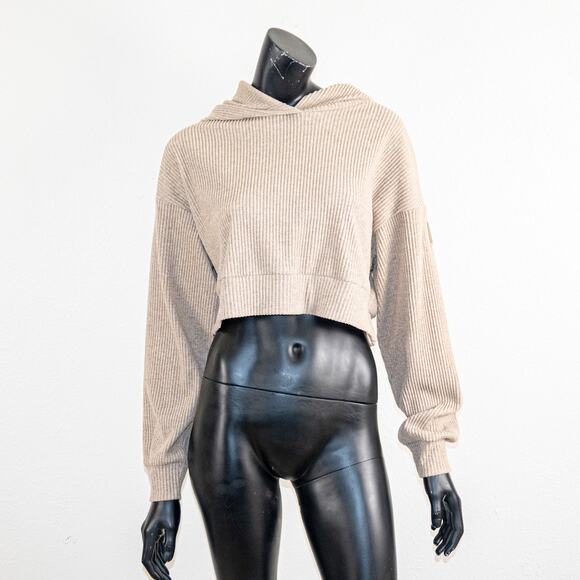 ALO Yoga Women's Muse Hoodie Ribbed Hravel Heather - Picture 6 of 9